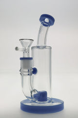 TAG 8" Bent Neck Bong with Super Slit Puck Percolator, Female Joint, and Blue Accents