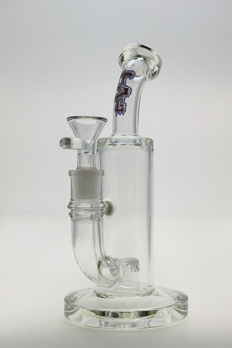 TAG 8" Bent Neck Bong with Super Slit Puck Percolator, 44x4MM Thick Glass, Front View