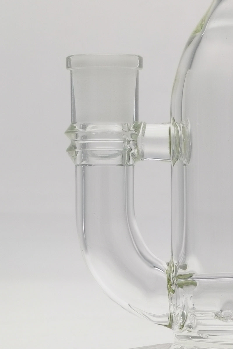 TAG 8" Bent Neck Dab Rig with Inline Diffuser, 50x5MM, 14MM Female Joint - Close-up Side View