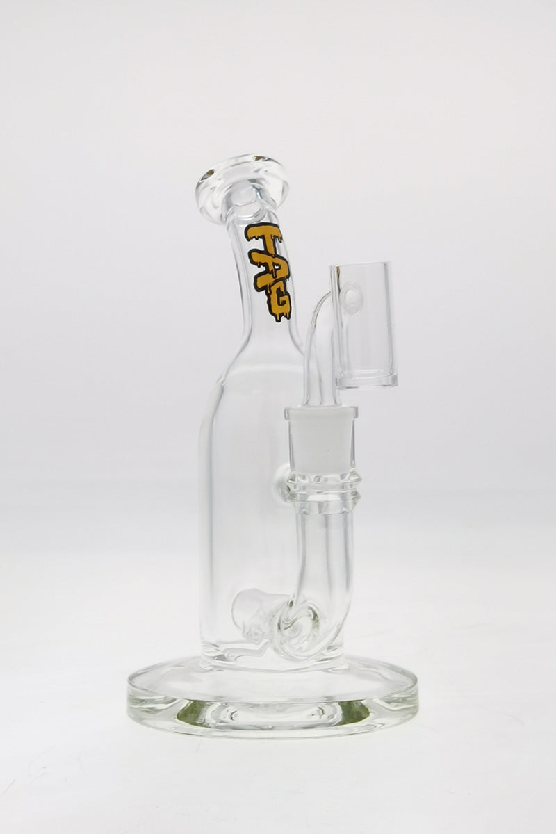 TAG 8" Bent Neck Dab Rig with Inline Diffuser, 50x5MM, 14MM Female Joint, Side View