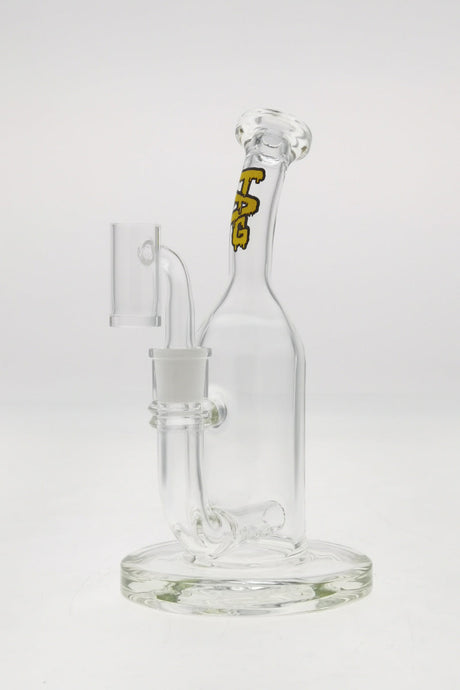 TAG 8" Bent Neck Dab Rig with Inline Diffuser, 50x5MM, 14MM Female Joint, Wavy Yellow Label