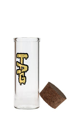TAG 8" Clear Glass Jar with Cork Top and Thick Ass Glass Logo, Front View