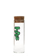 TAG 8" Clear Glass Jar with Cork Top and Wavy Green Label, 75x5MM - Front View