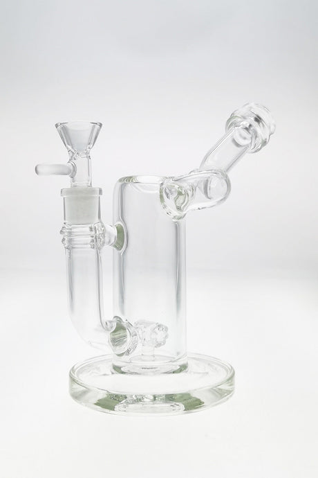 TAG 8" Hammer Head Perc Side Car Dab Rig, 50x7MM with 14MM Female Joint, Clear Borosilicate Glass, Front View
