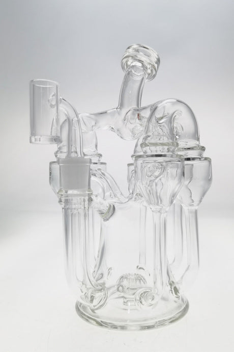 TAG 8" Clear Inline Sextuple Recycler Dab Rig - 14MM Female Joint - Front View
