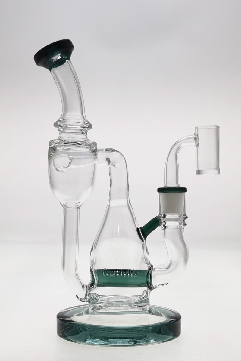 TAG 8" Recycler Dab Rig with Inline Diffuser, 14MM Female Joint, Front View on White