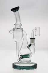 TAG 8" Clear Glass Recycler Dab Rig with Inline Diffuser and 14MM Female Joint, Front View