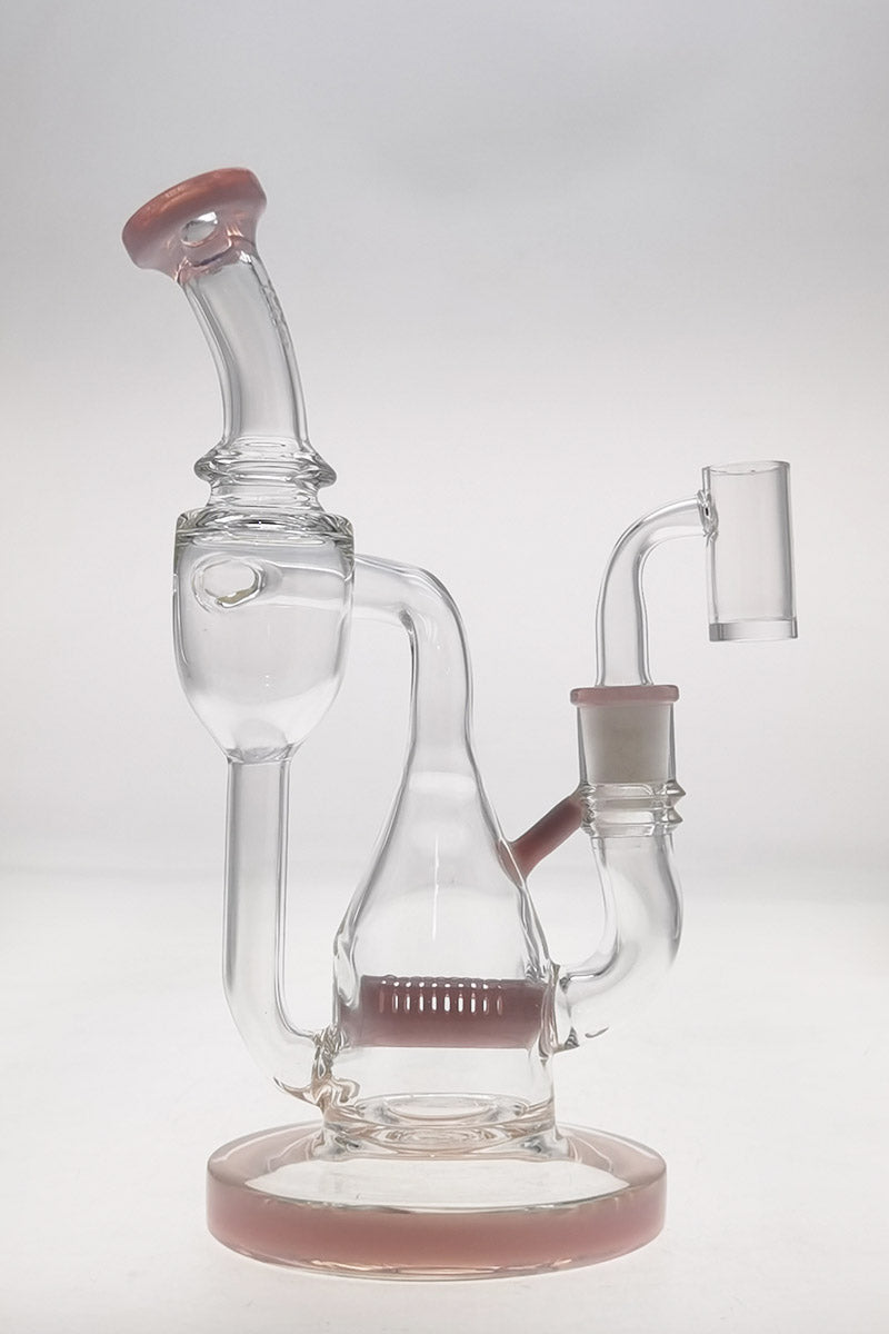 TAG 8" Recycler Dab Rig with Inline Diffuser, 50x5MM, 14MM Female Joint, Side View
