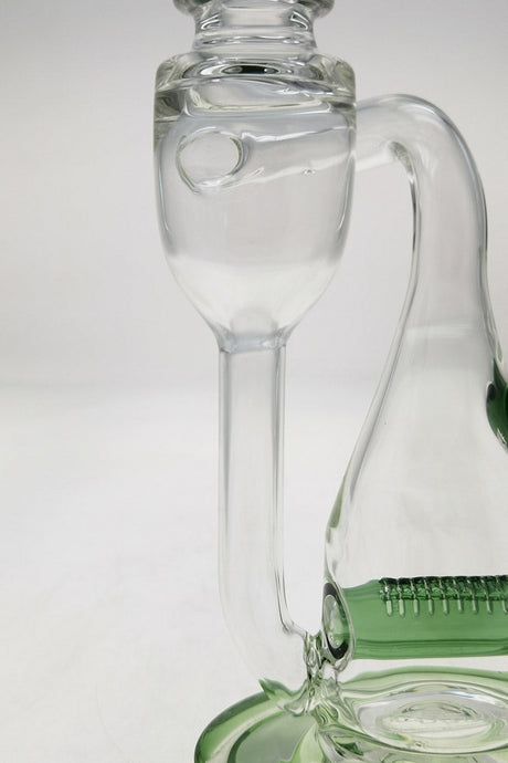 Close-up of TAG 8" Recycler Dab Rig with Inline Diffuser, 14MM Female Joint, Side View