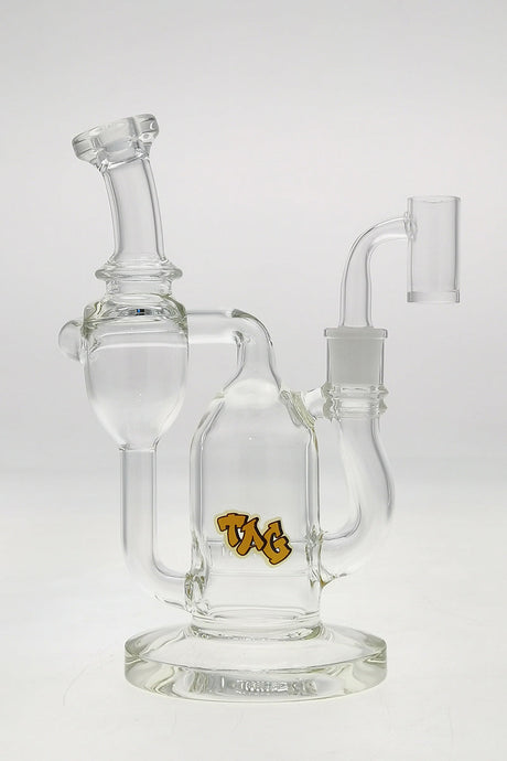 TAG 8" Clear Recycler Dab Rig with Inline Diffuser, 14MM Female Joint - Front View