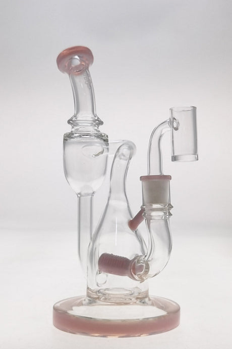 TAG 8" Recycler Dab Rig with Inline Diffuser and Milky Pink Accents, Front View
