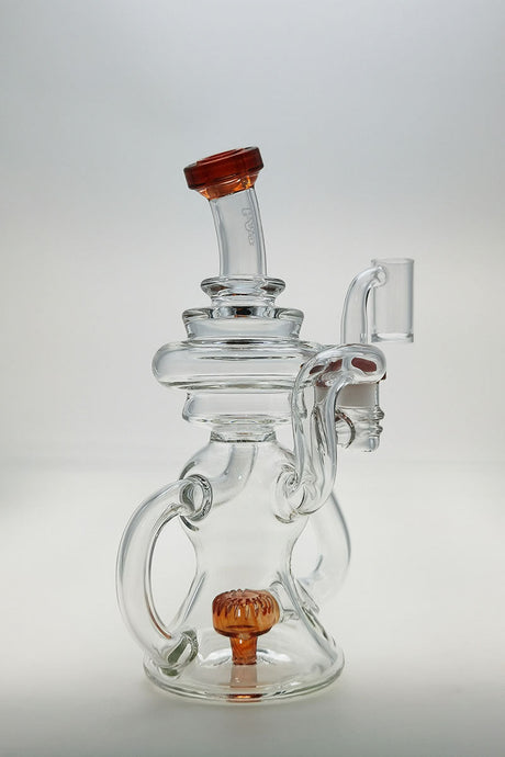 Thick Ass Glass 8" Bent Neck Dab Rig with Super Slit Puck Diffuser, Clear Glass, Side View