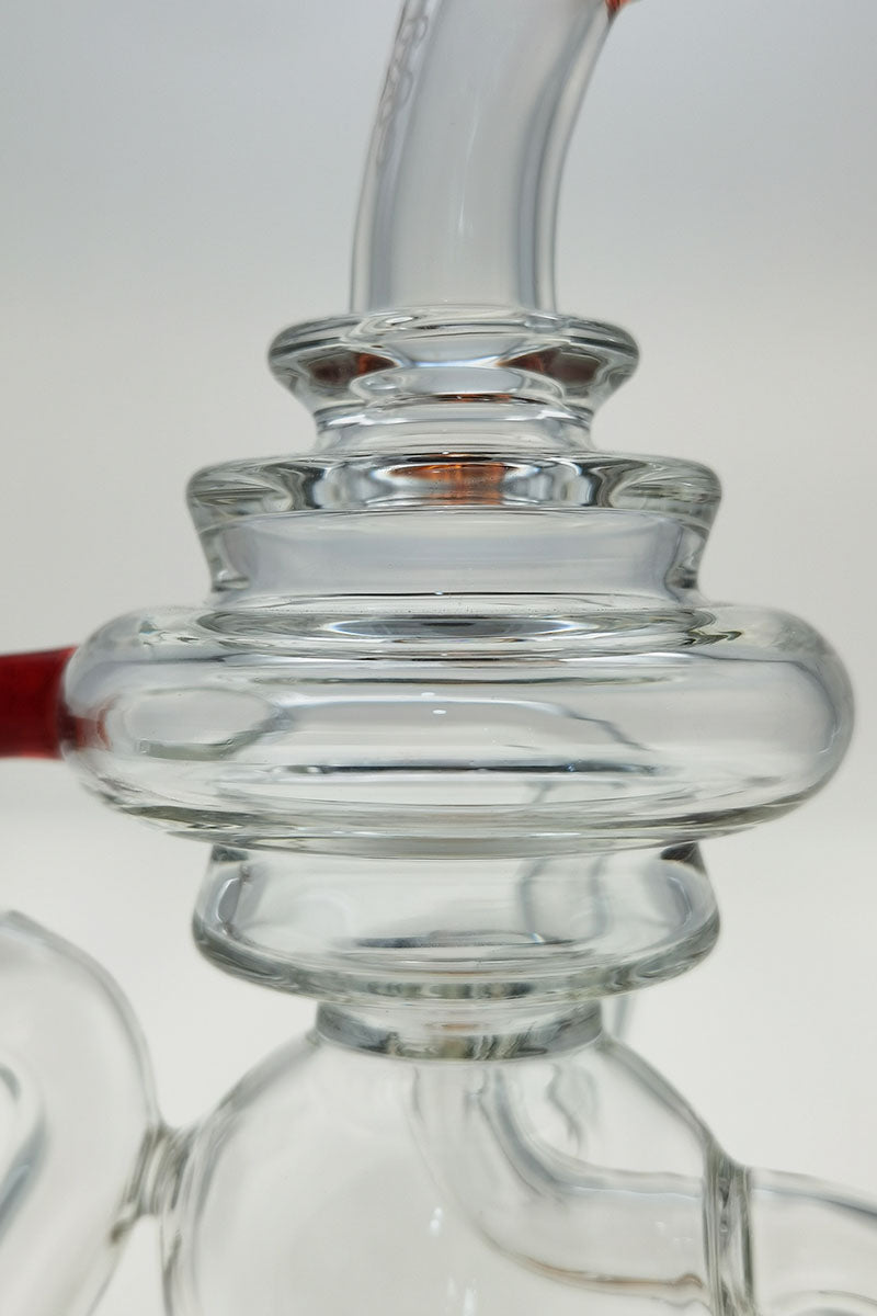 Close-up of TAG 8" Bent Neck Dab Rig with Super Slit Puck Diffuser and Bellow Ball
