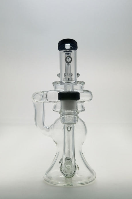 Thick Ass Glass 8" Bent Neck Dab Rig with Showerhead Percolator, Front View on White Background