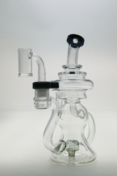 Thick Ass Glass 8" Bent Neck Dab Rig with Super Slit Puck Percolator, Clear Glass, Front View