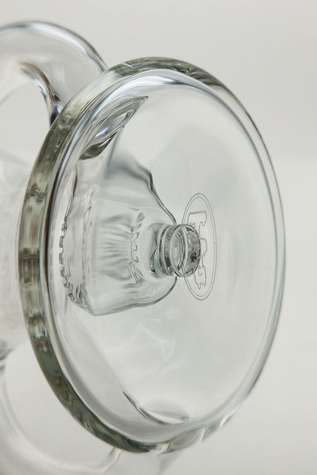 Close-up of TAG 8" Bent Neck Dab Rig's 14MM Female Joint with Super Slit Puck Diffuser