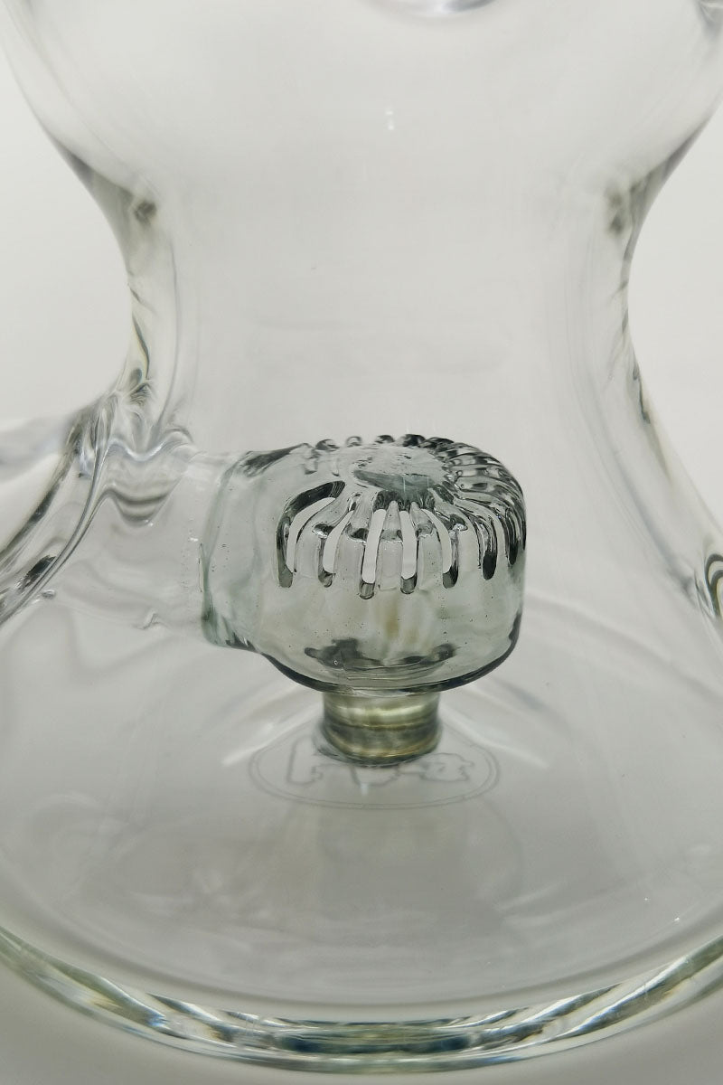 Close-up of TAG 8" Bent Neck Dab Rig with Super Slit Puck Diffuser