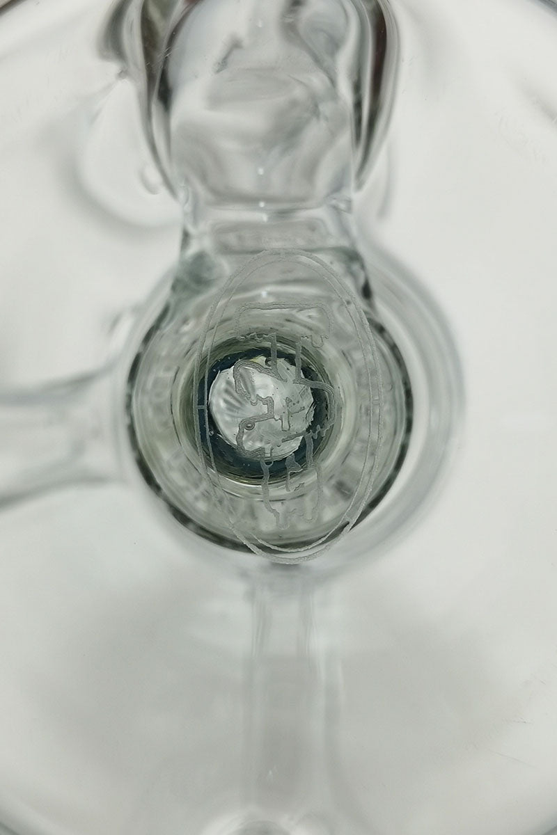 TAG 8" Bent Neck Dab Rig with Super Slit Puck Diffuser, Top View, 14MM Female Joint