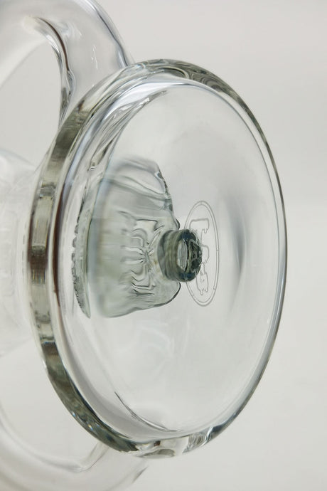 Close-up view of TAG 8" Recycler Bellow Ball Dab Rig with Bent Neck and Puck Diffuser