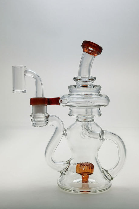 TAG 8" Bent Neck Dab Rig with Orange Elvis Accents and Super Slit Puck Diffuser, front view