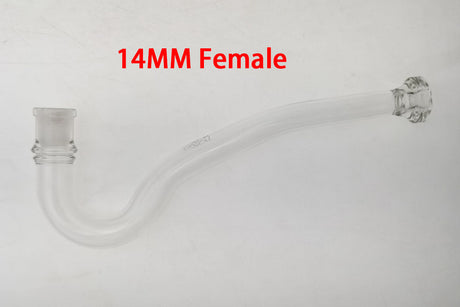 TAG 8" Sherlock Arm J-Hook in Clear Borosilicate Glass, 14MM Female Joint, Side View