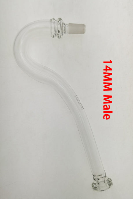 TAG 8" Sherlock Arm J-Hook with 14MM Male Joint - Clear Borosilicate Glass - Side View