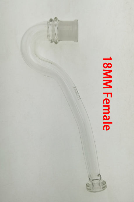 TAG 8" Sherlock Arm J-Hook with 18MM Female Joint, Clear Borosilicate Glass, Side View