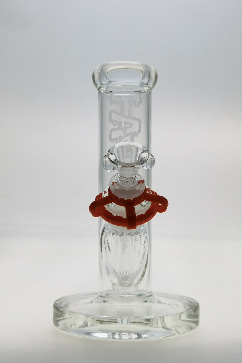 TAG 8" Straight Tube Bong with 18/14MM Downstem and Thick Glass - Front View