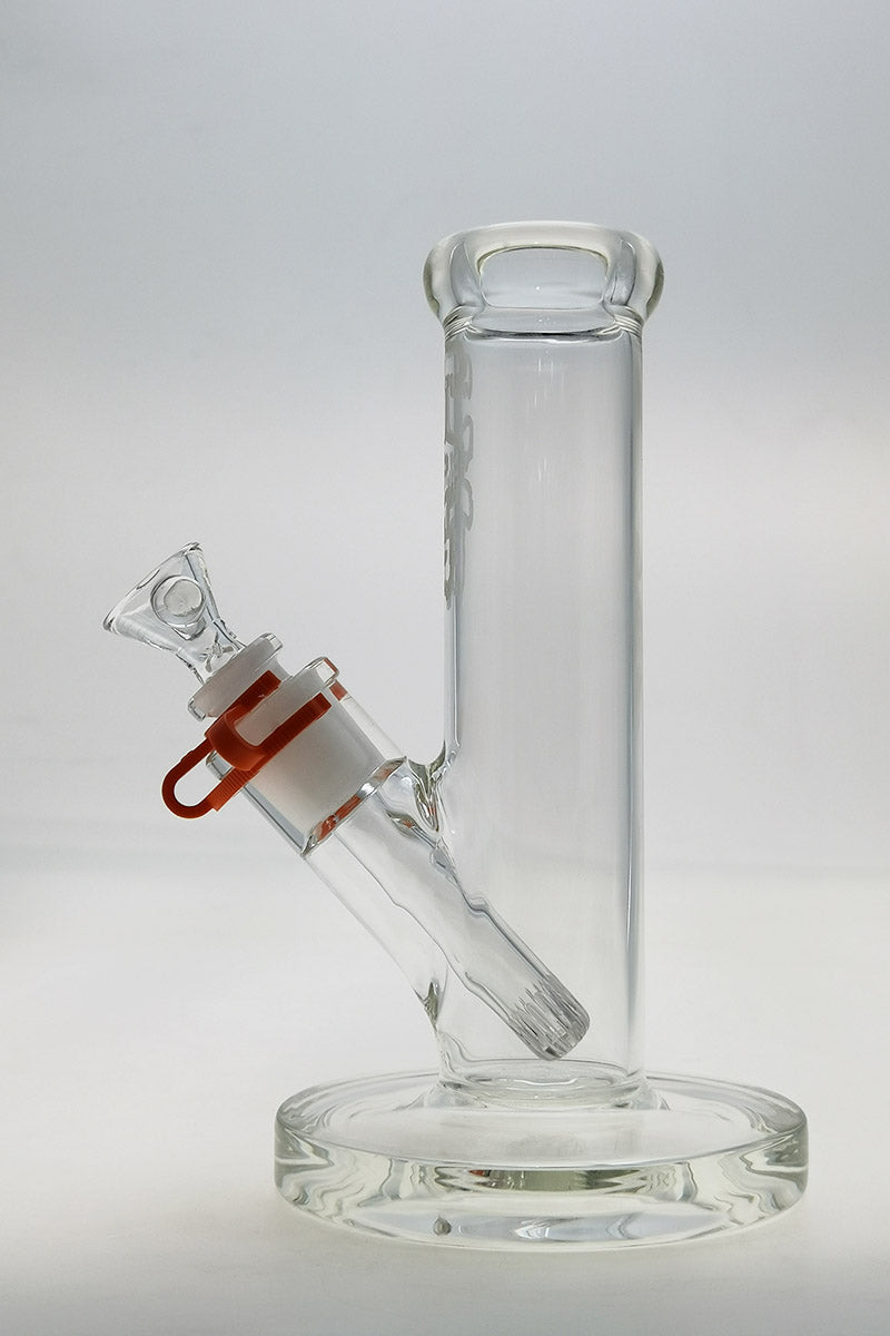 TAG 8" Straight Tube Bong, 44x4MM, with 18/14MM Downstem, clear glass, front view