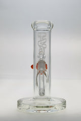 TAG 8" Straight Tube Bong, 44x4MM, with 18/14MM Downstem, Clear Glass, Front View