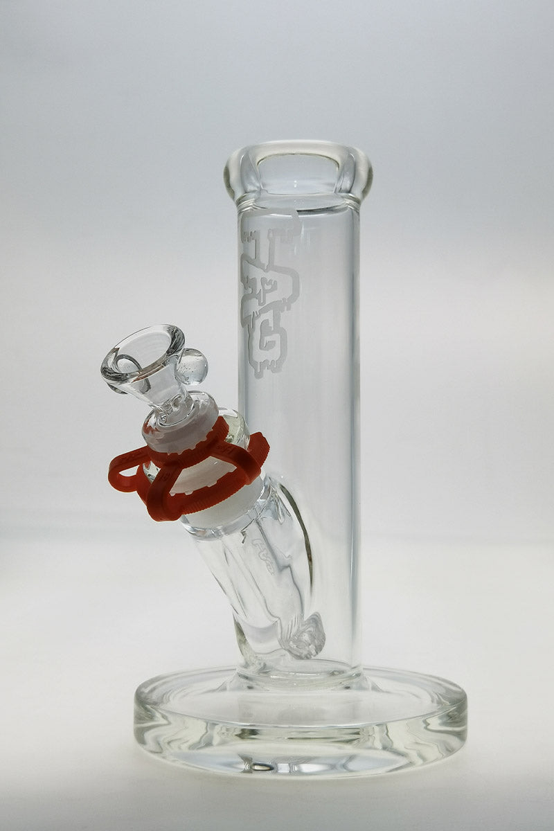 TAG 8" Straight Tube Bong with 18/14MM Downstem, Thick 4mm Glass, Front View