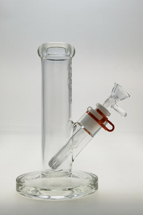 TAG 8" Straight Tube Bong with 18/14MM Downstem front view on seamless white background