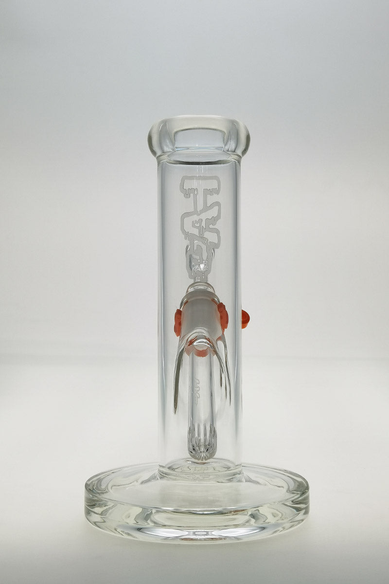 TAG 8" Straight Tube Bong, 44x4MM, with 18/14MM Downstem, Front View on White Background
