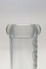 Close-up of TAG 8" Straight Tube top with 18mm female joint, 4mm thick glass