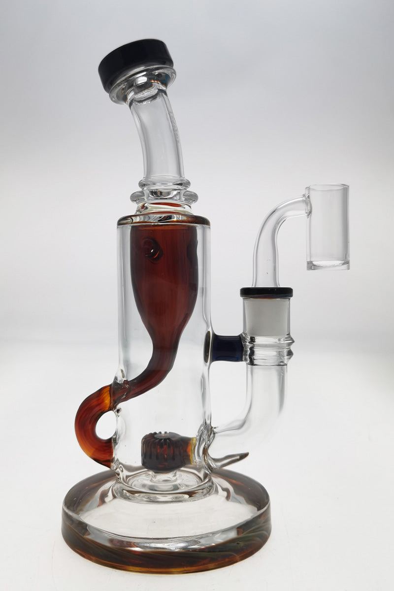 Thick Ass Glass 8" Quartz Klein Incycler, Super Slit Puck, 14MM Female Joint - Side View