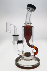 TAG 8" Super Slit Puck Klein Incycler with Showerhead Percolator, 14MM Female Joint, front view on white
