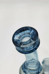 Close-up of TAG 8" Super Slit Puck Klein Incycler top, blue glass with 14MM Female joint