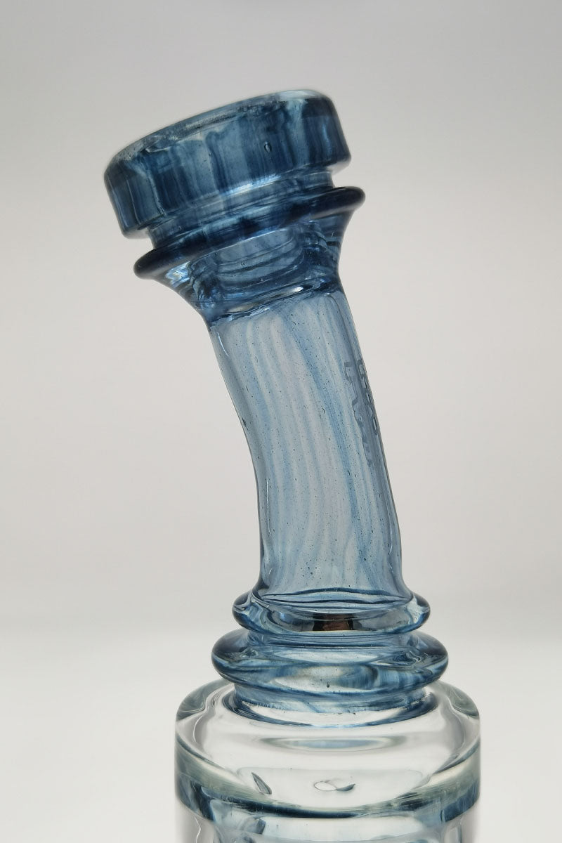 Close-up of TAG 8" Blue Super Slit Puck Klein Incycler Joint, 14MM Female, for Dab Rigs