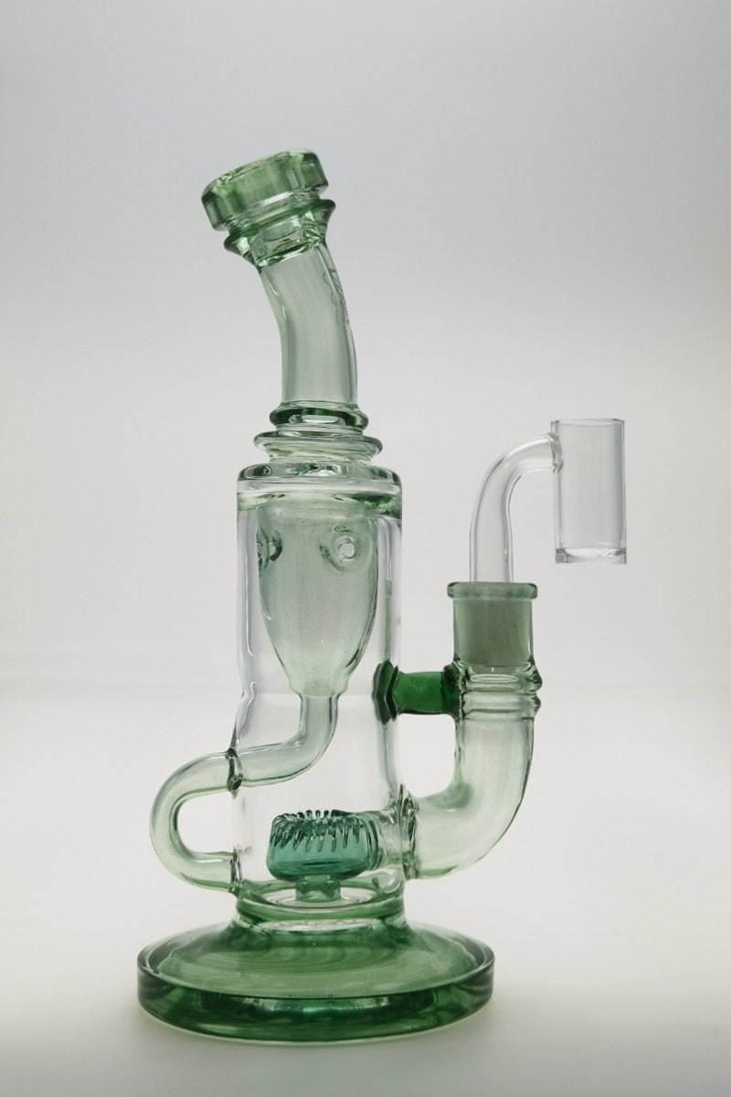 TAG 8" Super Slit Puck Klein Incycler, Thick Ass Glass, Front View on White Background