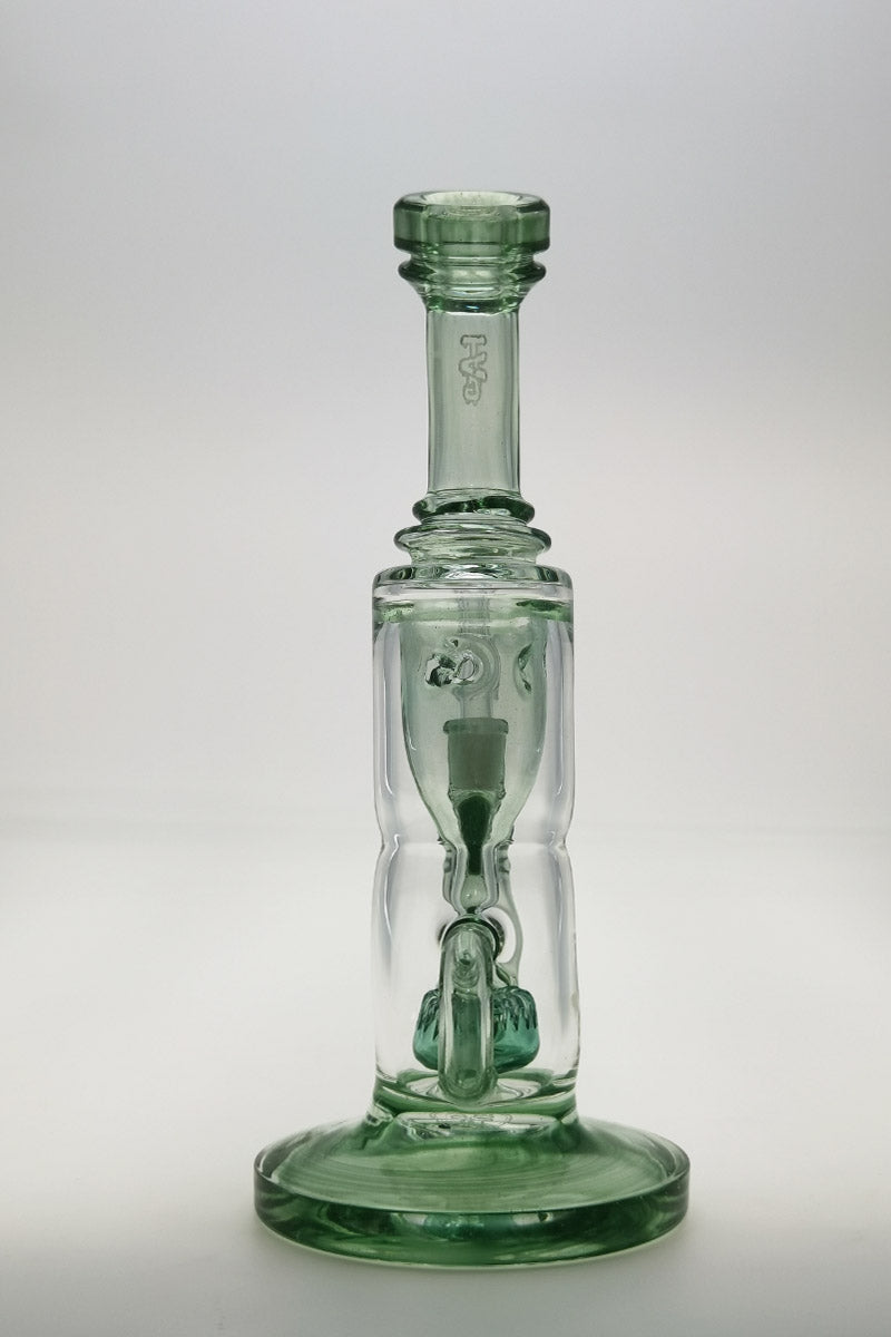 TAG 8" Super Slit Puck Klein Incycler, 14MM Female joint, Showerhead Percolator, front view