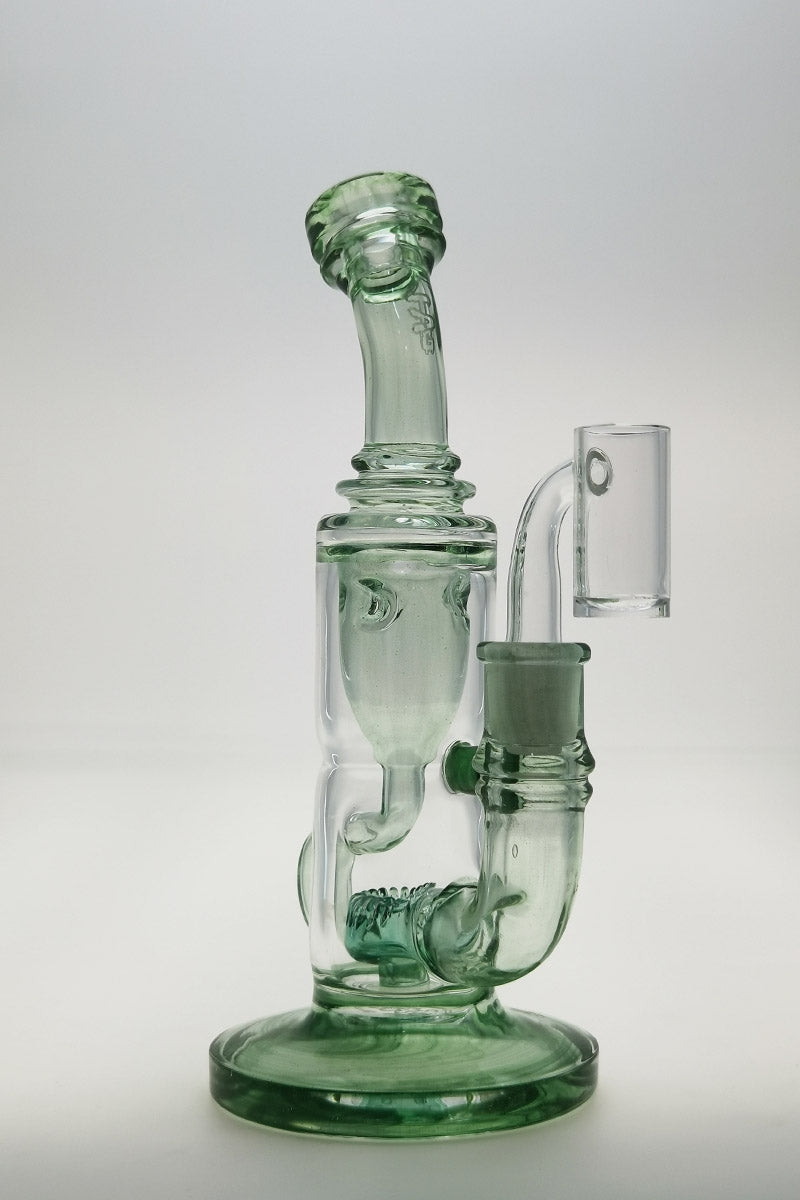 Thick Ass Glass 8" Quartz Klein Incycler, Super Slit Puck, 14MM Female Joint, Clear Front View