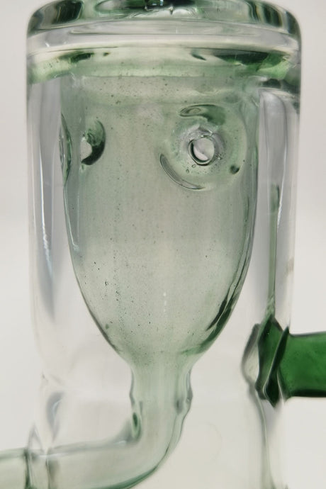 Close-up view of TAG 8" Super Slit Puck Klein Incycler with showerhead percolator and 14MM female joint