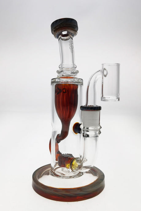 Thick Ass Glass 8" Quartz Klein Incycler, Super Slit Puck Percolator, 14MM Female Joint, Front View