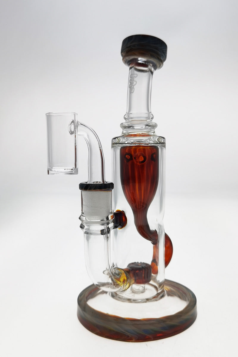 Thick Ass Glass 8" Quartz Klein Incycler, Super Slit Puck, 14MM Female Joint, Front View