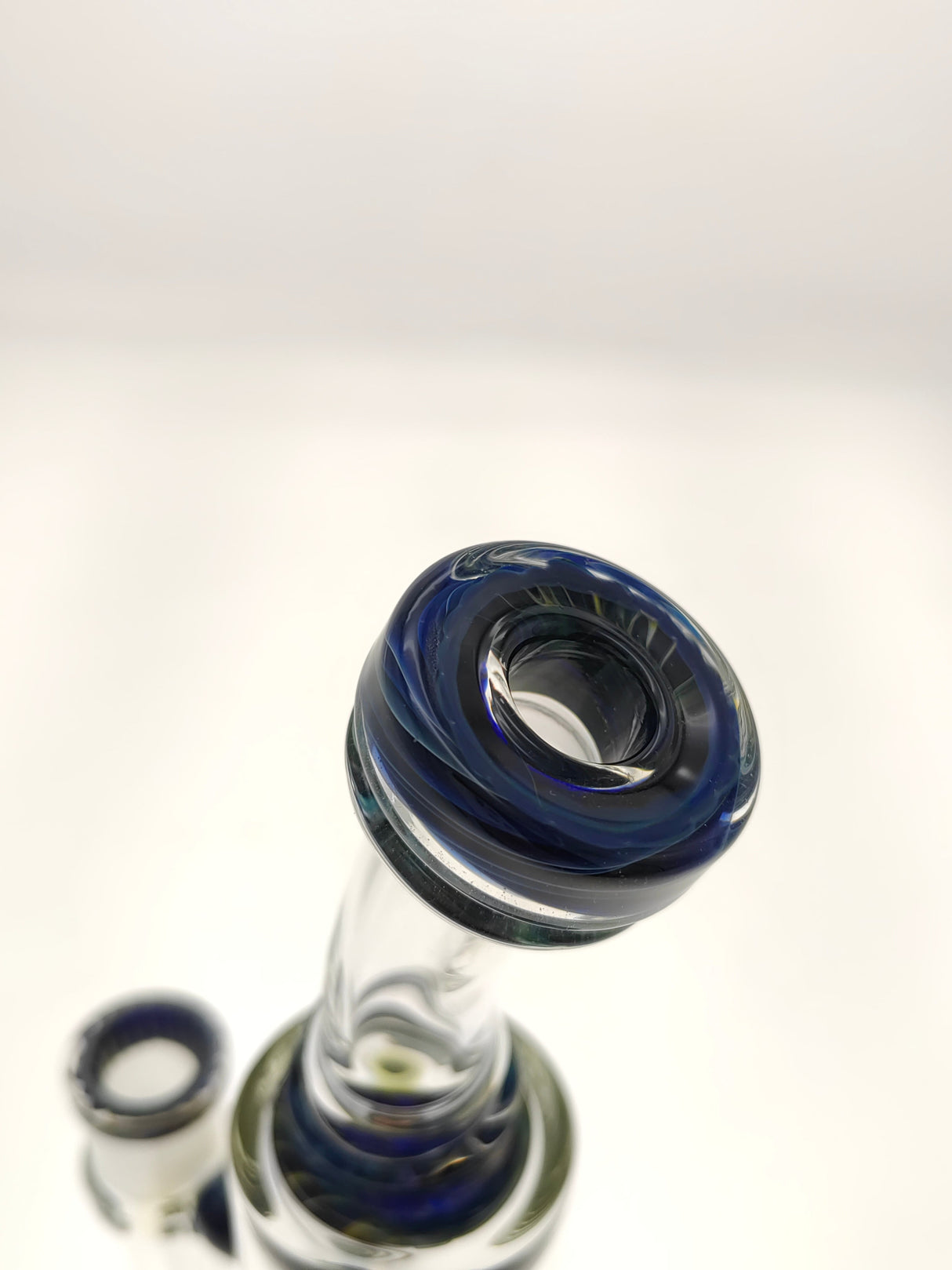 TAG 8" Super Slit Puck Klein Incycler top view showing intricate blue swirl design and 14MM Female joint