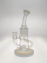 TAG 8" Super Slit Puck Klein Incycler, 14MM Female joint, front view on seamless white background