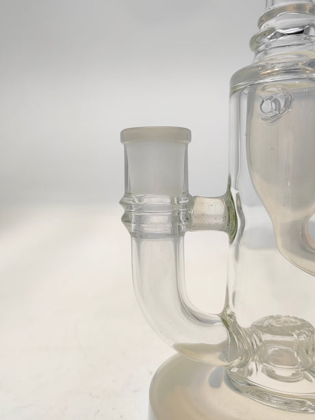 TAG 8" Super Slit Puck Klein Incycler, clear glass, side view on seamless white background