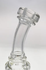 Thick Ass Glass 8" Quartz Klein Incycler with 14MM Female Joint, clear, side view on white background