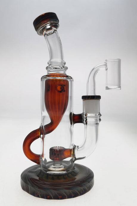 TAG 8" Super Slit Puck Klein Incycler with showerhead percolator and 14MM female joint, front view on white background