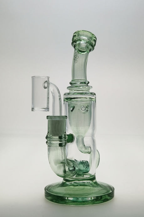 TAG 8" Super Slit Puck Klein Incycler in Green Stardust, front view, with showerhead percolator for smooth hits